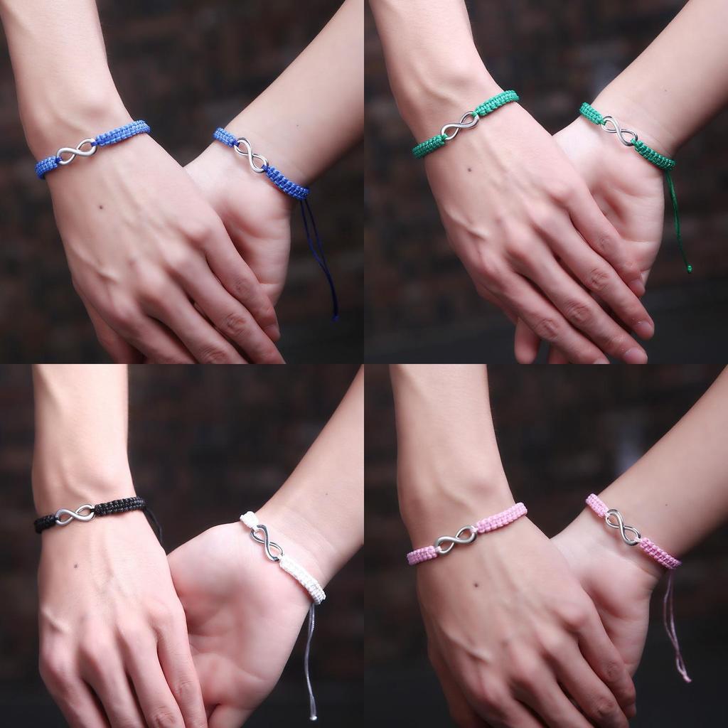 Handgjorda oändlighetssymbolarmband med justerbar flätad design för par och som present