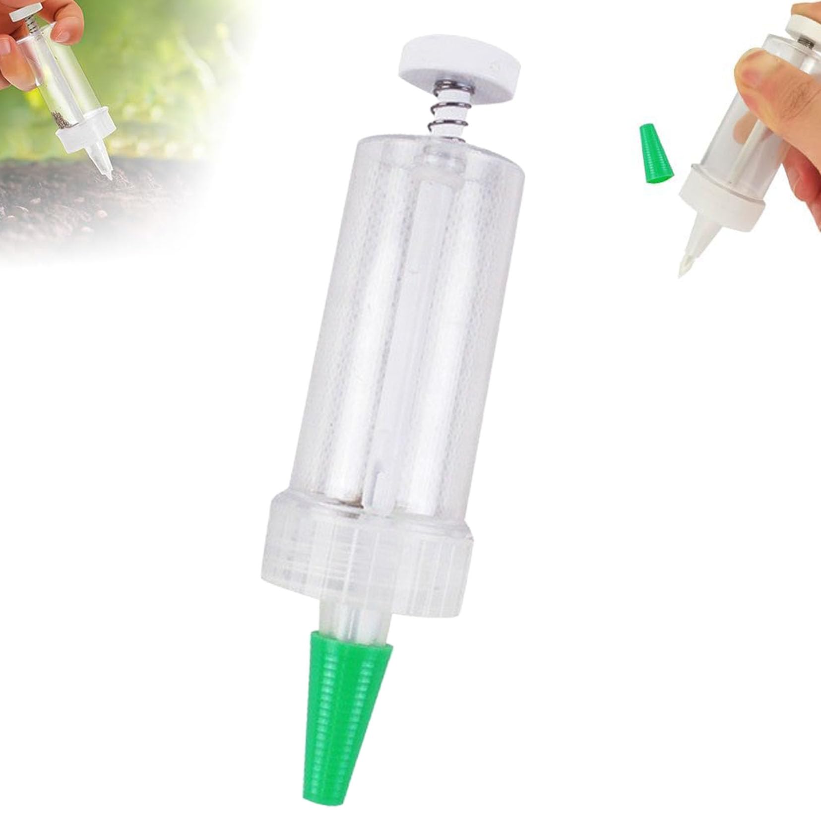 

Tibemi Manual Seed Mini Seed for Vegetable and Pots Light Green Seeder, Sower, Dispenser, Small, Handheld, Adjustable, Cultivation, Planting,