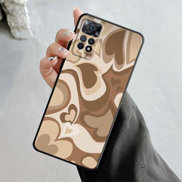 Fashion Brown Love Wood Grain Texture Case For Xiaomi Redmi Note 11t 11s 11 10 8 Pro 9 9s 9t 8t For Mi 10 8 9a 9c 10c 12c K60