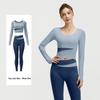 WEZHO Nude-Feel Color-block Long Sleeve Yoga Set