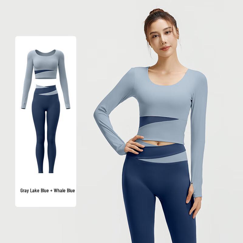 

Bare-Feel Color-Block Long-Sleeve Yoga Set