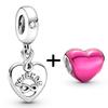 2pcs /Lot 2022 New Silver Color Love Heart Star Beads Pendant Fit Original Brand Charms Bracelet Women Jewelry Gift 45 Styles