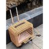 Tragbare Katzentransportbox Stilvoller Haustier-Rollkoffer Große Kapazität Geflochtene Haustier-Reise-Atmungsaktive Trolley-Box für Katzen & Kleine Hunde