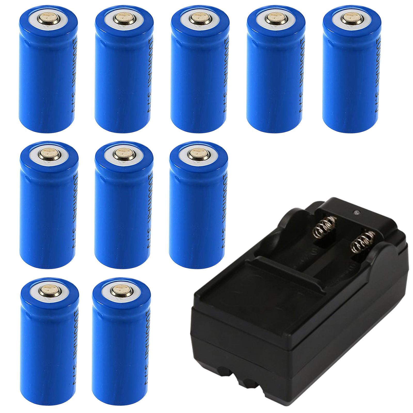 

Литий-ионная аккумуляторная батарея 2000 мАч 16340 для светодиодного фонарика + зарядное устройство CR123A One Size