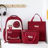 Backpack for Primary and Secondary School Students' School Bag New Fashionable and Trendy Insulated Meal Bag Large Capacity Four Piece Set