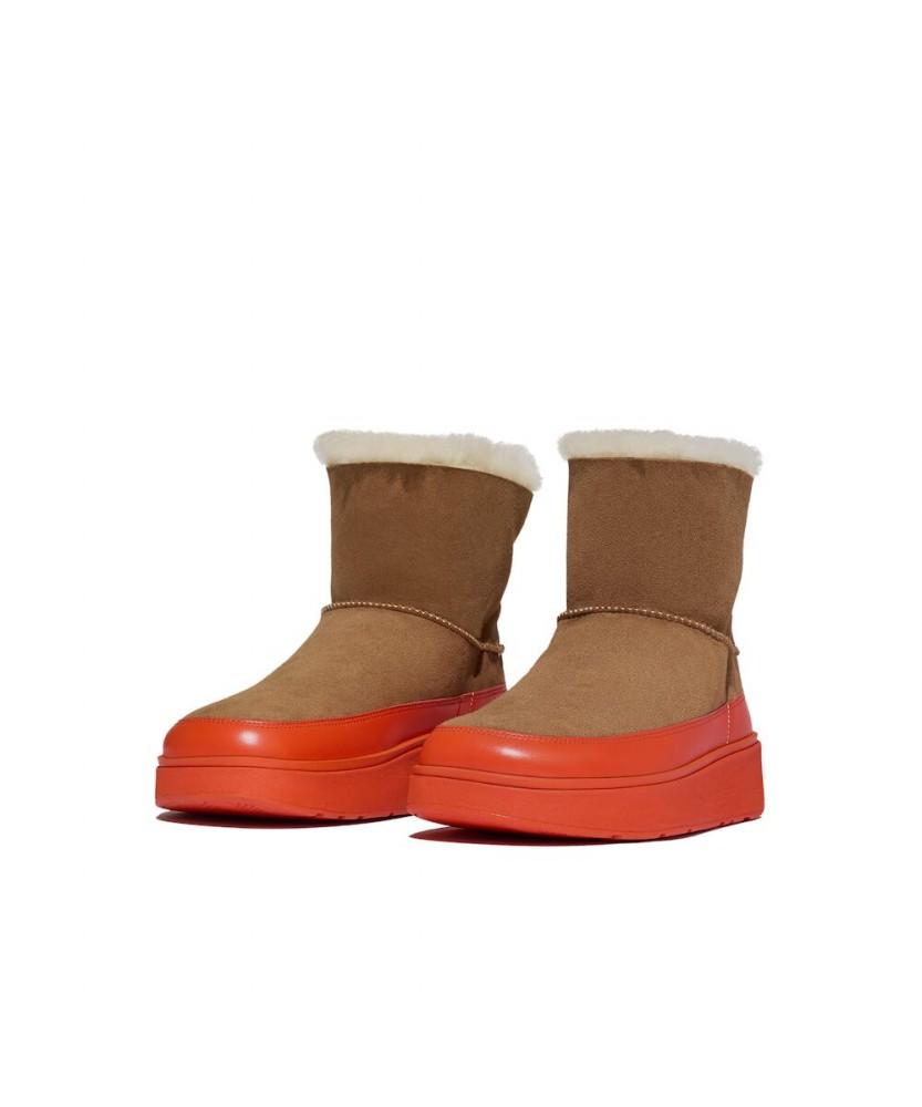 Fitflop [Gen-Ff] Women'S Mini Double-Faced Shearling Boots - Desert Tan/Zesty Orange (Ft59K2B28C)