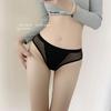 Sexy Seamless Breathable Panties with Hollowed Out Mesh Splicing Low Waist Plus Size Triangle Women’s Panties