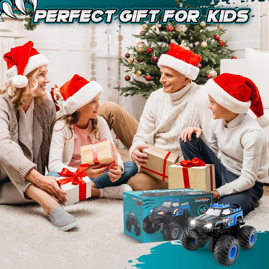 Remote Control Car, 1:24 Scale All Terrain Monster Tuck Toys with Upright Driving and 360° Rotation, Remote Control Tuck with 20km/h, Auto Demo and