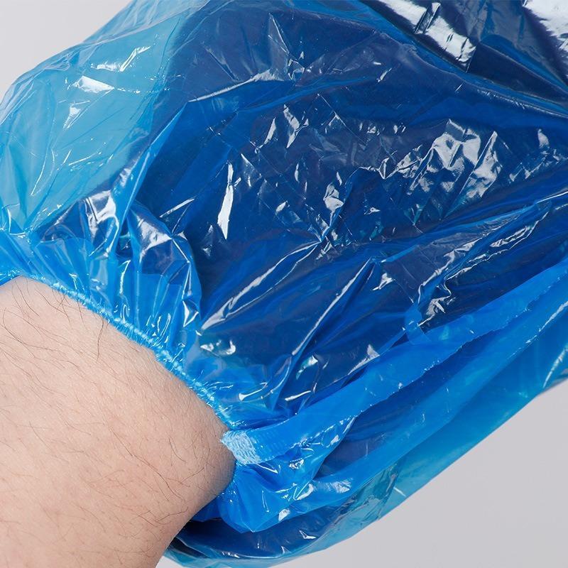 100 Pcs Protective Waterproof Disposable Plastic Arm Sleeves Covers Oversleeves Oil-Proof with Elastic Wrist Kitchen Restaurant