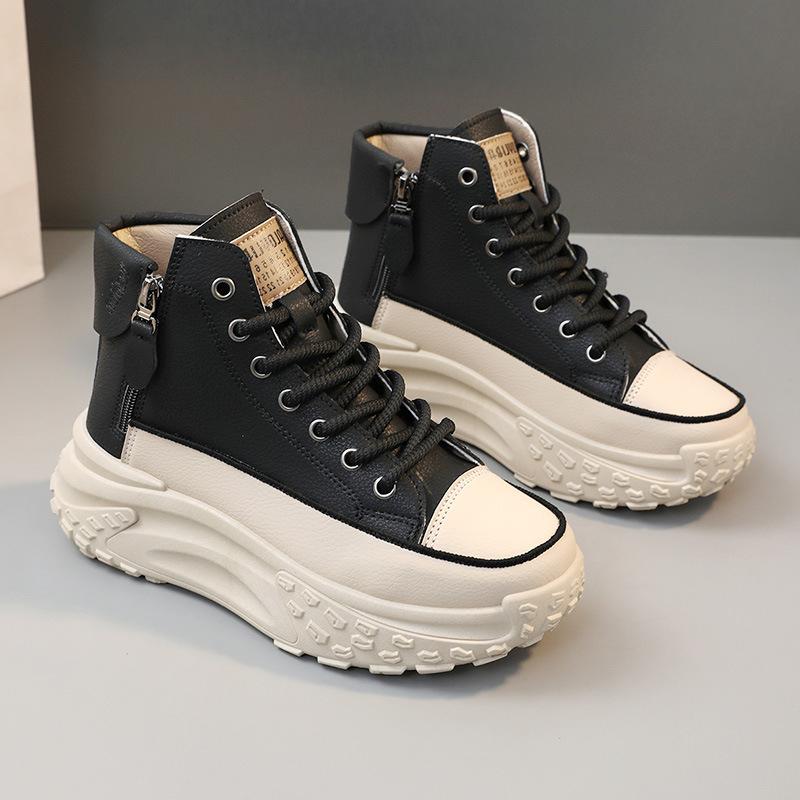 Fashion Women's Sneakers Leather Canvas Breathable Vulcanized Platform Women Boots Casual Shoes Running Shoes for Women Tenis De Mujer42