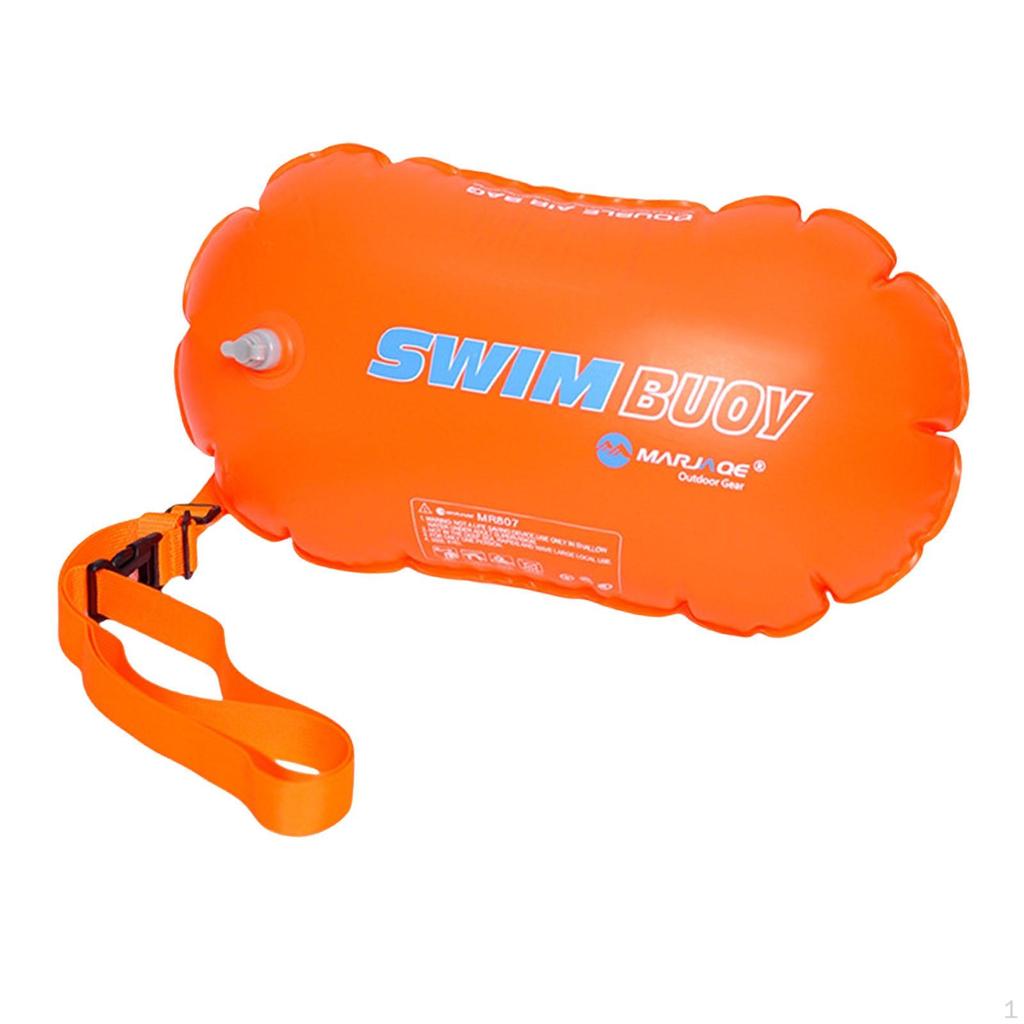 Aquatic Swim Buoy with Waterproof Bag And Adjustable Waist Belt, Double Inflatable Cushion