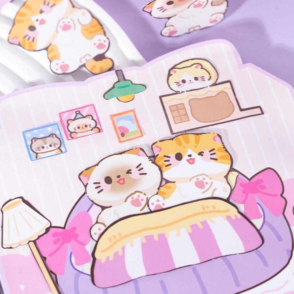 Montessori Cat Sticker Book Paper DIY Kids Busy Book Toy Magnetic Quiet book Birthday Gift