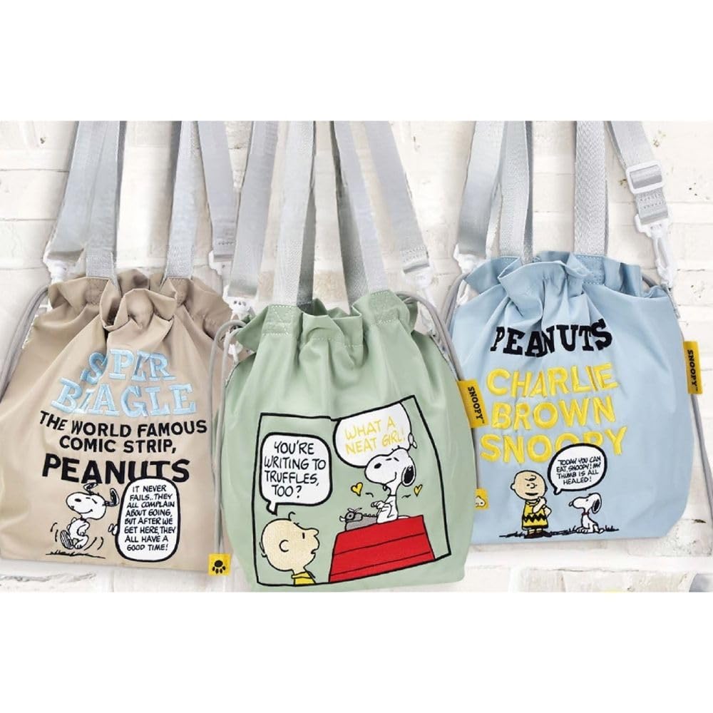 Drawstring Tote Bag Shoulder Bag with All-embroidered DANCE Snoopy Design SPZ-3902