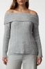 Women's Fashion Stylish Sweater Plum Soft Textured Carmen Collar Knitwear Sweater