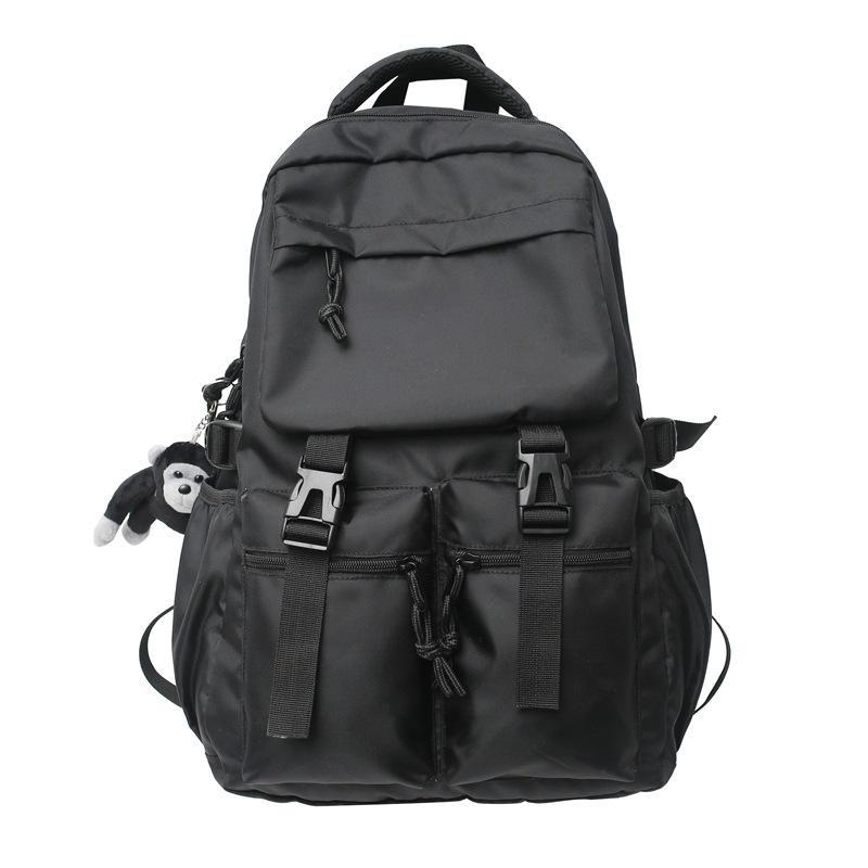 2022 Black School Backpack with Multiple Pockets & Large Capacity for Junior High Students