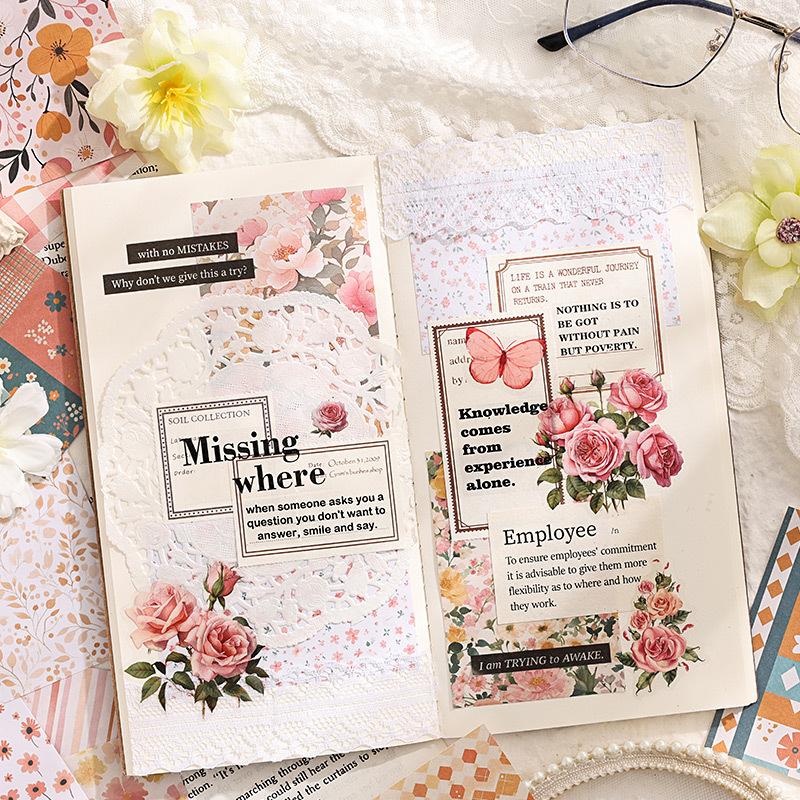 50pcs Vintage Non-Adhesive Note Paper, Craft Material Paper for Journals, Scrapbooks, DIY Projects