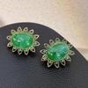 Classic Middle Women Girls Enamel Flower Earrings Ear Clip Vintage Elegant Lady High-end Party Banquet Accessories Jewelry