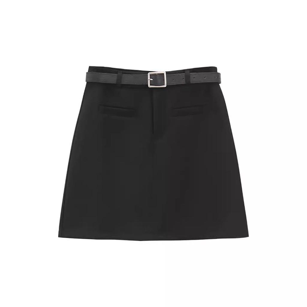 Women's High-Waist Gray Mini Skirt - Spring/Summer A-Line, Anti-Exposure Versatile Skirt for a Chic Look