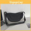 Elegant Black Nylon Hobo Bag Large Capacity Commuting Shoulder Bag