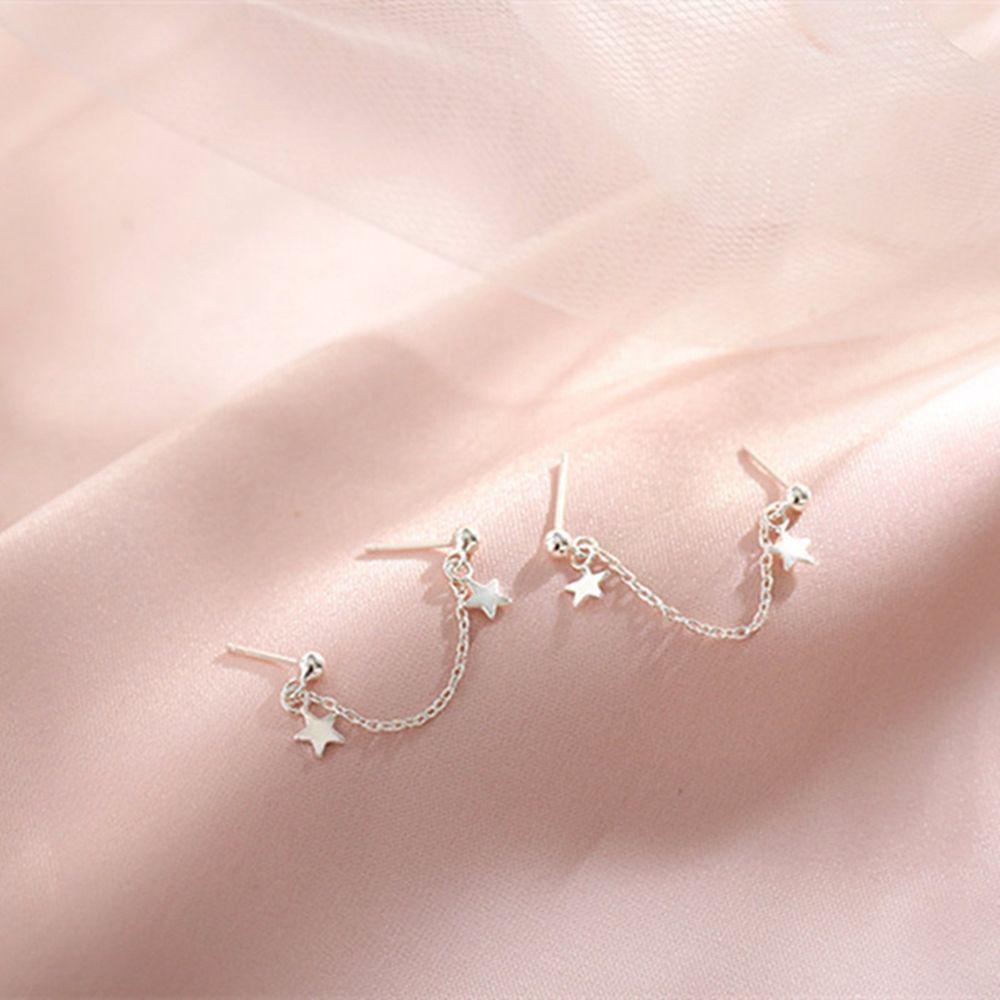 Star Tassel Link Copper Female Ear Studs Star Ear Studs Ear Chain Earrings Korean Style Earrings