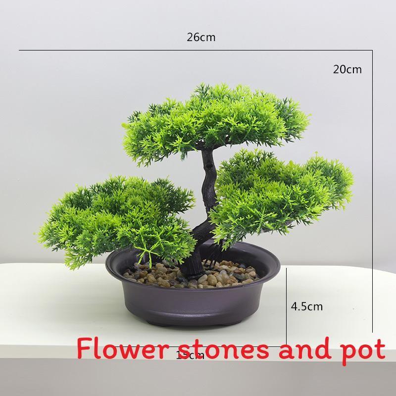 

Plastics Changpai Scotch Pine Thuja Sutchuenensis Green Plant With Pot And Stone Pine Green