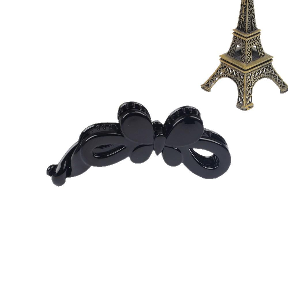 Korean Style Black Large Banana Hair Clip - Vertical Mesh Hair Accessory Hairpin