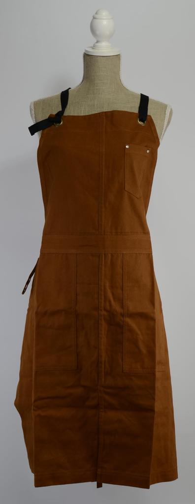 Friends Hill Długi Fartuch Stojak na Narzędzia Brązowy Halterneck [WS-115-23] Unisex,