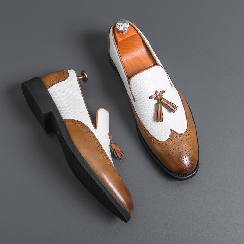 Fashion Tassel Fashion Shoe Office for Men Casual Leather Shoes Loafers Driving Moccasins Comfortable Slip on Wedding Shoes Pointed Toe