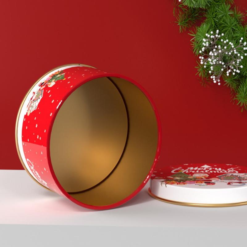 Christmas Tinplate Candy Tin Can Metal Box Cartoon Elk Santa Claus Letter Printed Xmas Candy Cookie Tea Storage Gift Case