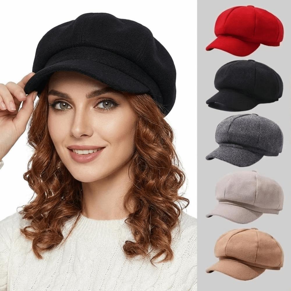 Solid Color Beret Hat Windproof Painter Caps Fashion Newsboy Hat Autumn Winter