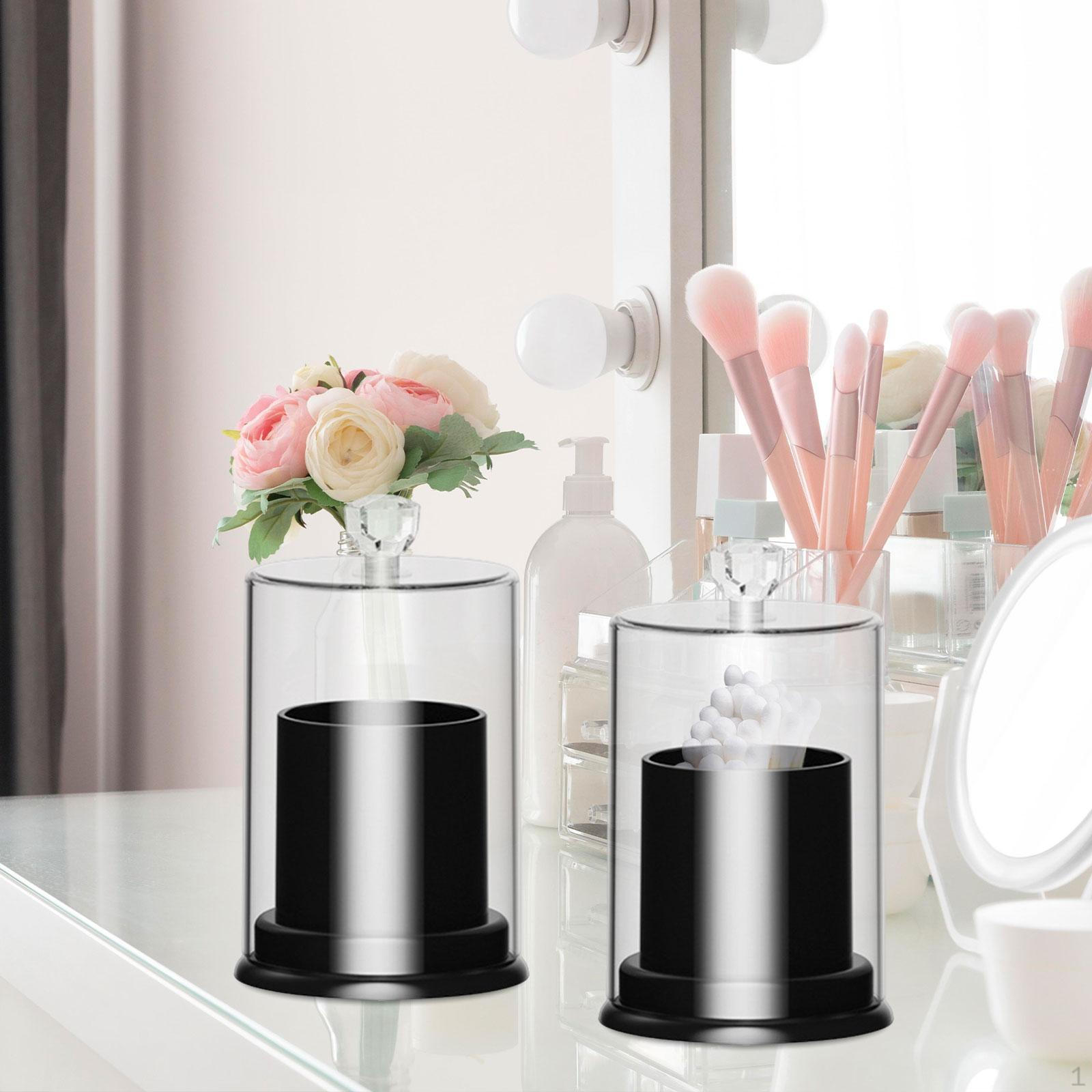 

2 коробки для хранения ватных палочек, держатели, шарики для ванной комнаты, спальни, чёрный