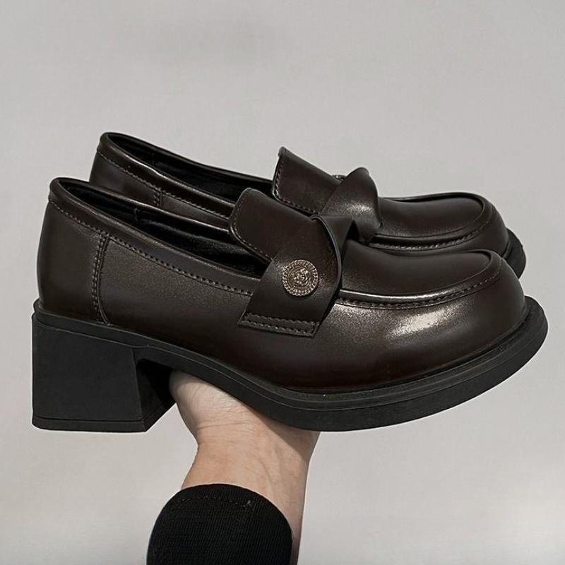 Fashion Platform Women's Loafers Shoes Ladies Pumps Leather Casual Round Toe Chic and Elegant Stylish Wholesale Spring Comfortable Shoe
