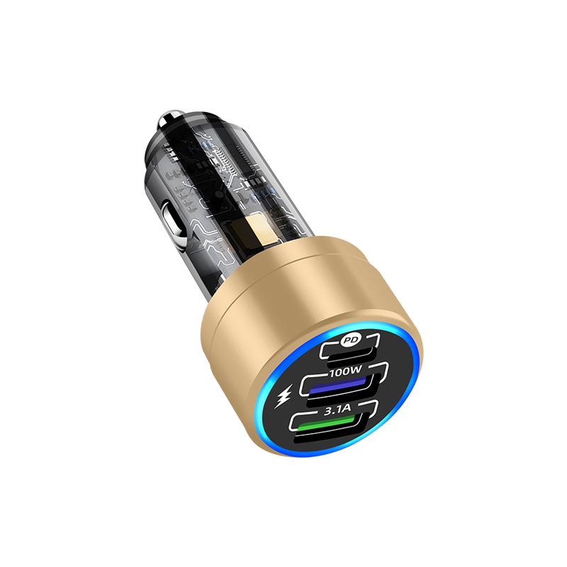 100W Super Fast Aluminum Alloy Car Charger with PD+QC3.0 for Mobile Phones