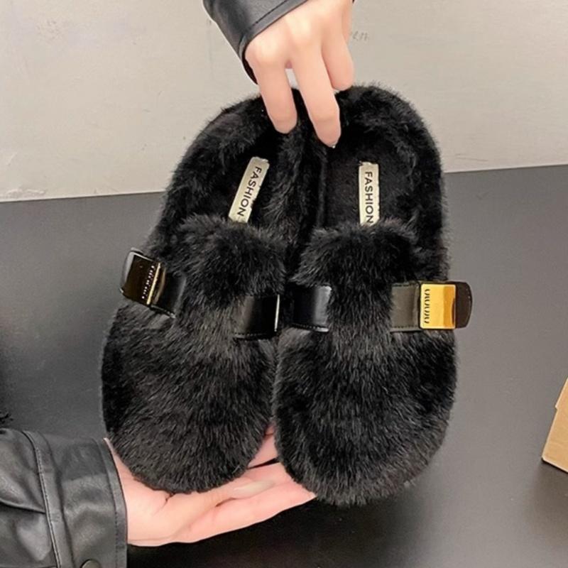 

2025 Winter Wool Lamb Women Ballet Shoes Fashion Shallow Slip On Ladies Flats Mary Jane Outside Warm Soft Sole Women Shoes 40