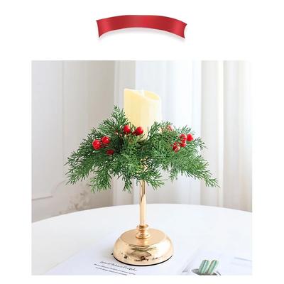 30cm Plastic Christmas Wreath With Candlestick Garland And Green Pine Leaves, Lightweight Front Door Holiday Ornament