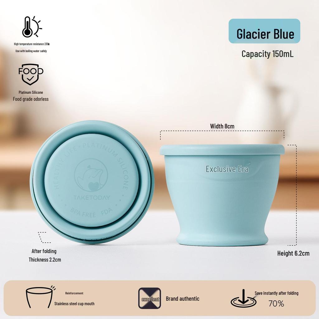 Exclusive Era Collapsible Silicone Travel Cup - Portable, High-Temperature Resistant for Camping & Outdoor Use.