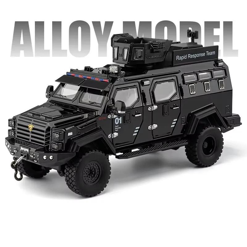 1:24 Sabertooth Alloy Model Toy Diecast Car Door Opened Sound Light Pull Back Front Wheel Steering Armored Cars Birthday Present