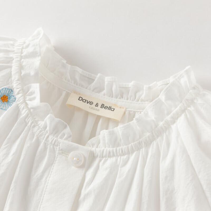 DAVE&BELLA Girls' Embroidered Long Sleeve Round Neck Blouse