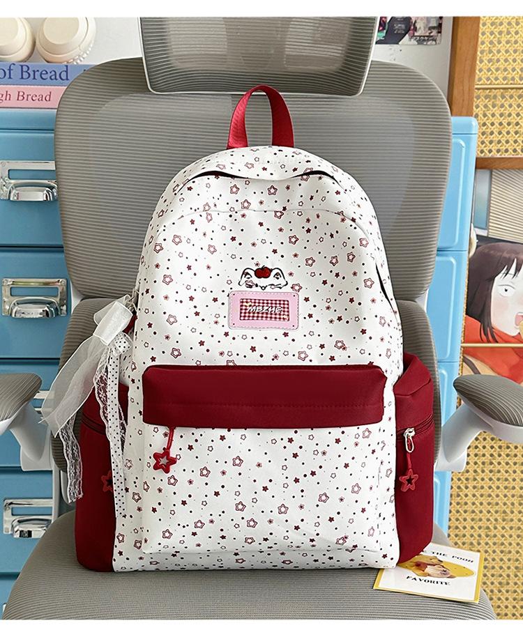 Schoolbag Strawberry Cream Star Cat Shadow School Bag Japanese Girl Sweet and Gentle Light and Versatile School Travel Backpack