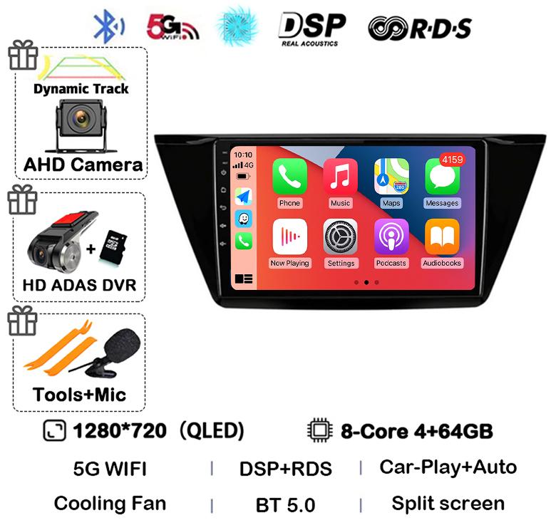 Android 14 WIFI 4G Carplay For Volkswagen TOURAN 2016 2017 2018 Auto Car Radio Multimedia Stereo Video Player GPS Navigation DSP