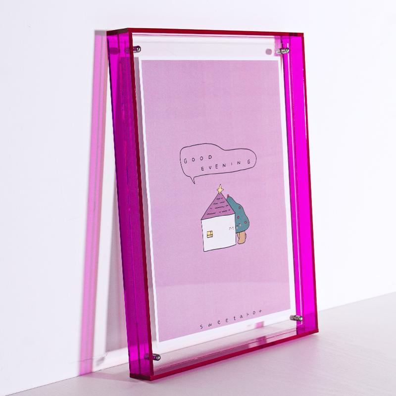 Color Acrylic Photo Frame Picture Frame and Acrylic Decorative Tray - Horizontal and Vertical Formats for Tabletop/Wall Display