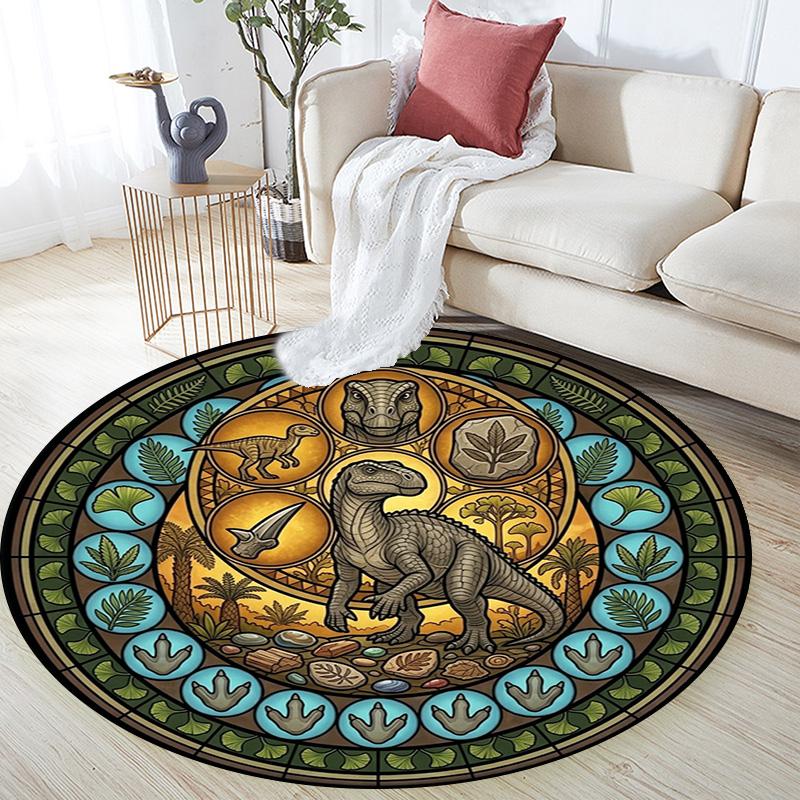 Prehistoric Fossil Garden Round Area Rug Under Office Chairs Bedroom Living Room Home Decor