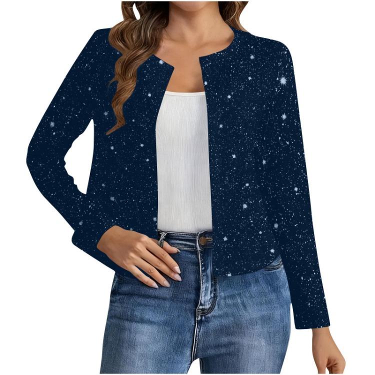 Women Sexy Gold Embossed Coat Long Sleeves Cardigan New Autumn Winter Fashion S темно-синий