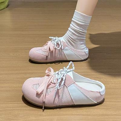 Retro flache deutsche Trainingsschuhe, neue Freizeitschuhe für den Frühling, atmungsaktive Netz-Halbschuhe mit dicker Sohle, Board-Schuhe