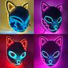 2025 Halloween Neon Mask Cosplay Japanse Anime Neon LED Demon Slayer Mask Halloween Feest Kostuum Rekwisieten