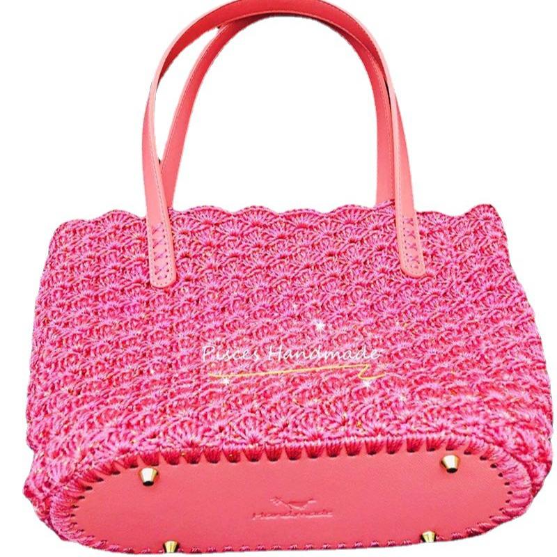 Handmade Leather Crochet Bag Base with Oval Logo - Quality DIY Accessory