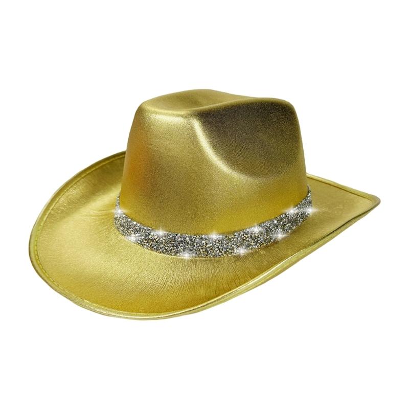 Eye-catching Crystal Cowboy Hats Bride Hat Panama Hat for Bachelorette Party Cowboy Hats for Club Stage Shows