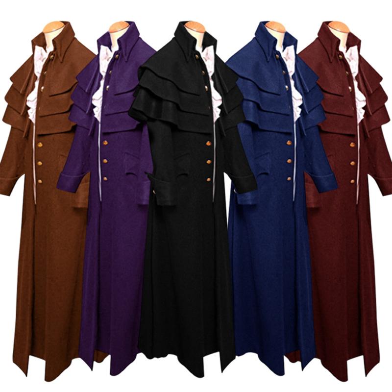 Retro Medieval Mens Steampunk Trench Coat Gothic Jacket Costume Cosplay