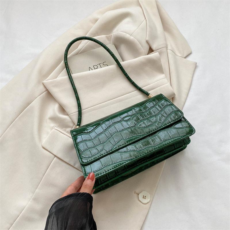 Chic Pu Leather Summer Shoulder Bag For Women Stylish And Elegant Handbag 2023 зелёный