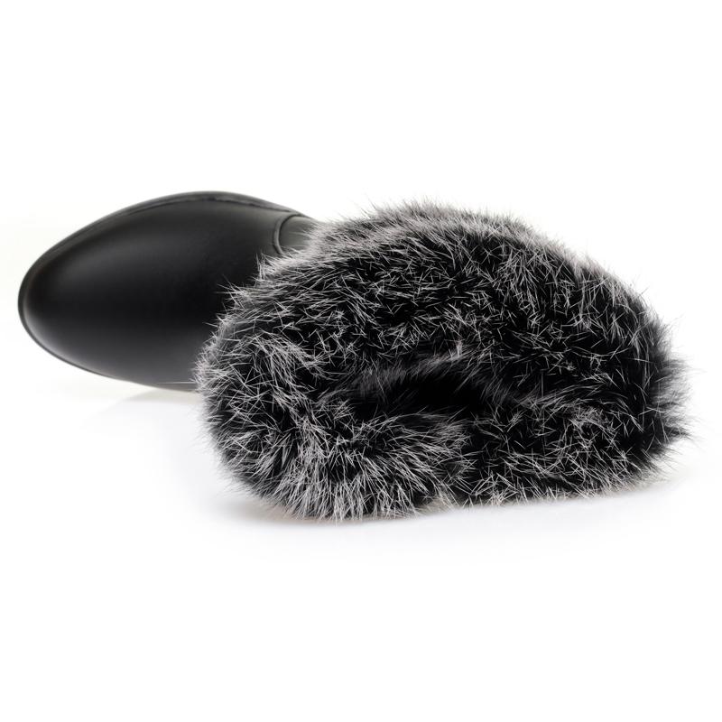 Fashion AIYUQI Women Boots Winter Dress 2025 New Genuine Leather High Heel Women Half Boots Wool Rabbit Fur Snow Boots Ladies